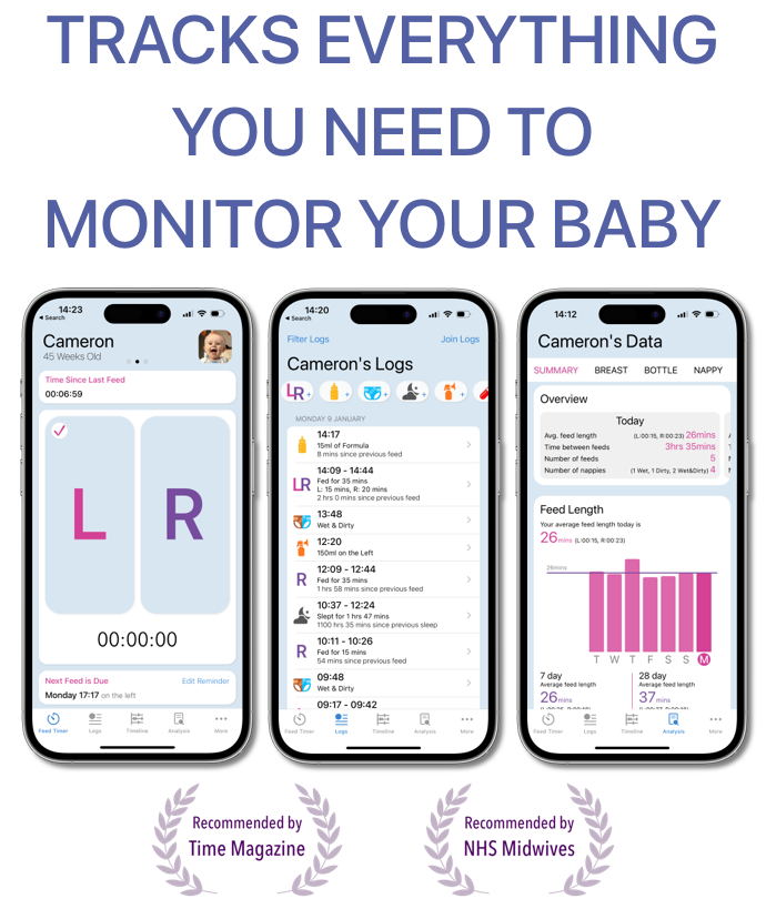 Collection of Baby Feed Timer example screens